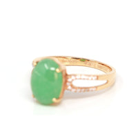 Baikalla Jewelry Jadeite Engagement Ring Baikalla™ "Imperial Cabochon" 18k Rose Gold Natural Gree Jadeite Ring With Diamonds