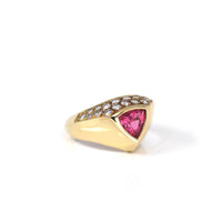 Baikalla Jewelry 18K Gold Tourmaline Ring 5 18k Yellow Gold Natural Pink Tourmaline Diamond Pinky Ring