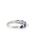 Baikalla Jewelry Gold Sapphire Ring 18k White Gold Natural Blue Sapphire Five Stones Set Band Ring with Diamonds