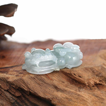 Baikalla Jewelry genuine jadeite carving Genuine Burmese Ice Jadeite Jade PiXiu Pendant Necklace
