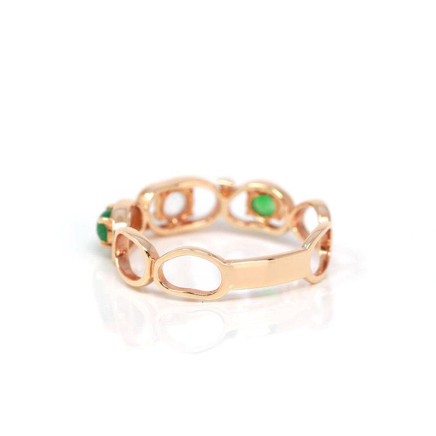 Baikalla Jewelry Jadeite Engagement Ring Baikalla™ "Melba" 18k Rose Gold Natural Imperial Jadeite Wedding Band