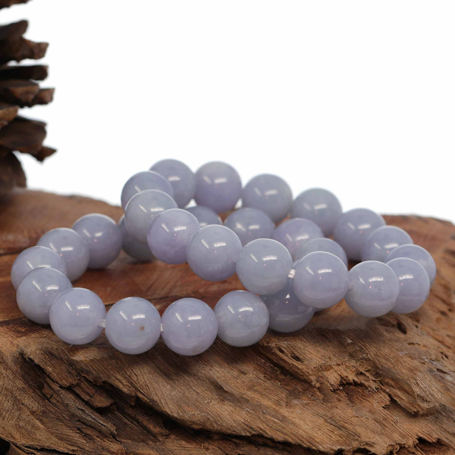 Baikalla Jewelry jade beads bracelet 6 inches Jadeite Jade 13mm Round Purple Lavender Beads Bracelet ( 13 mm ) For Men