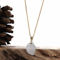 Baikalla Jewelry Jade Pendant Baikalla Natural Ice Jadeite Jade "Longevity Peach" Shou Tao Necklace with 14k Yellow Gold Bail