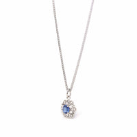 Baikalla Jewelry gemstone jewelry 14k White Gold Natural Blue Sapphire Flower Necklace With Diamond
