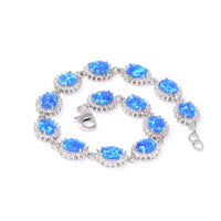Baikalla Jewelry Silver Gemstone Bracelet Baikalla™ Sterling Silver Lab-Created Classic Oval Opal Cute Bracelet With CZ