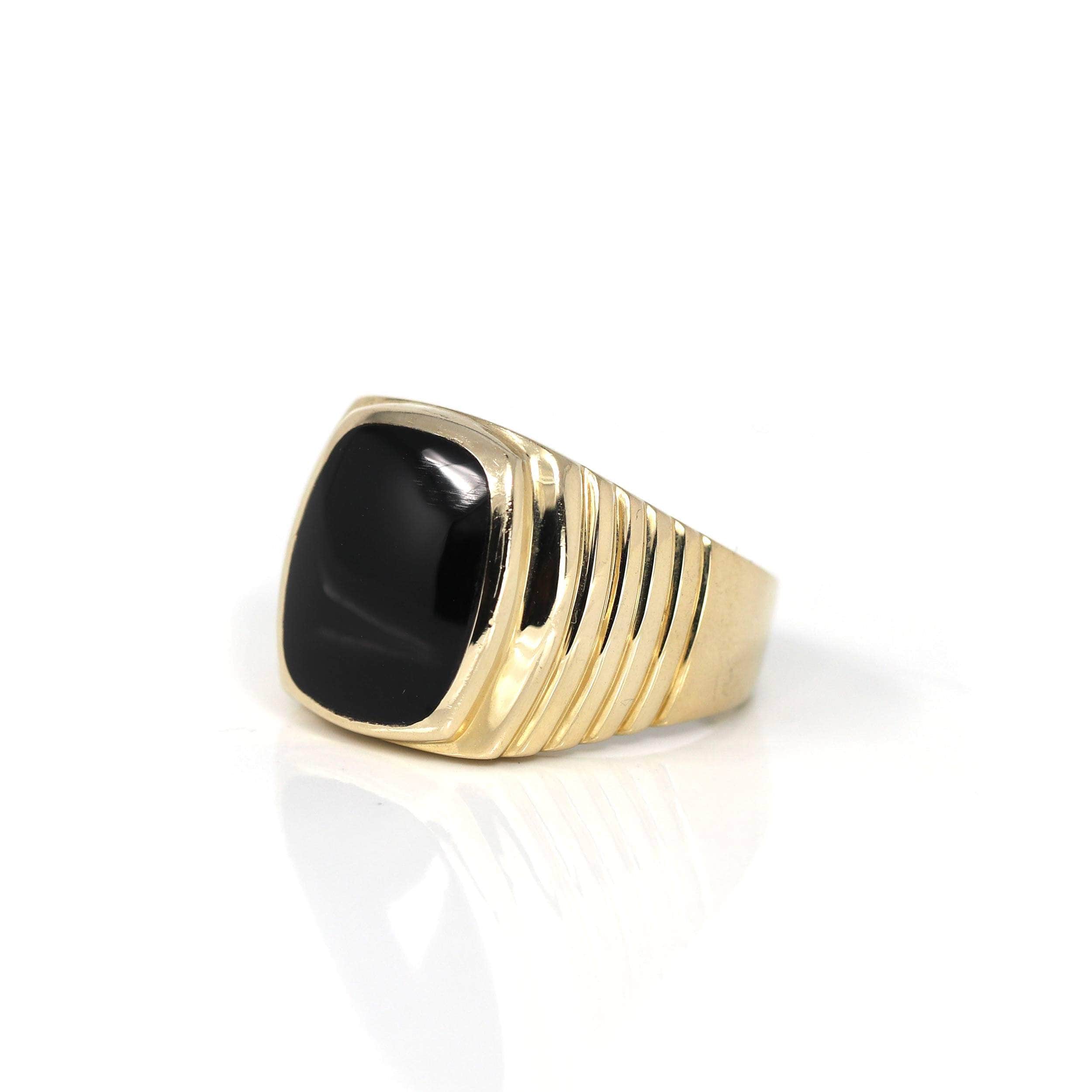 14k Yellow Gold Black Onyx Men's Ring – BKLA