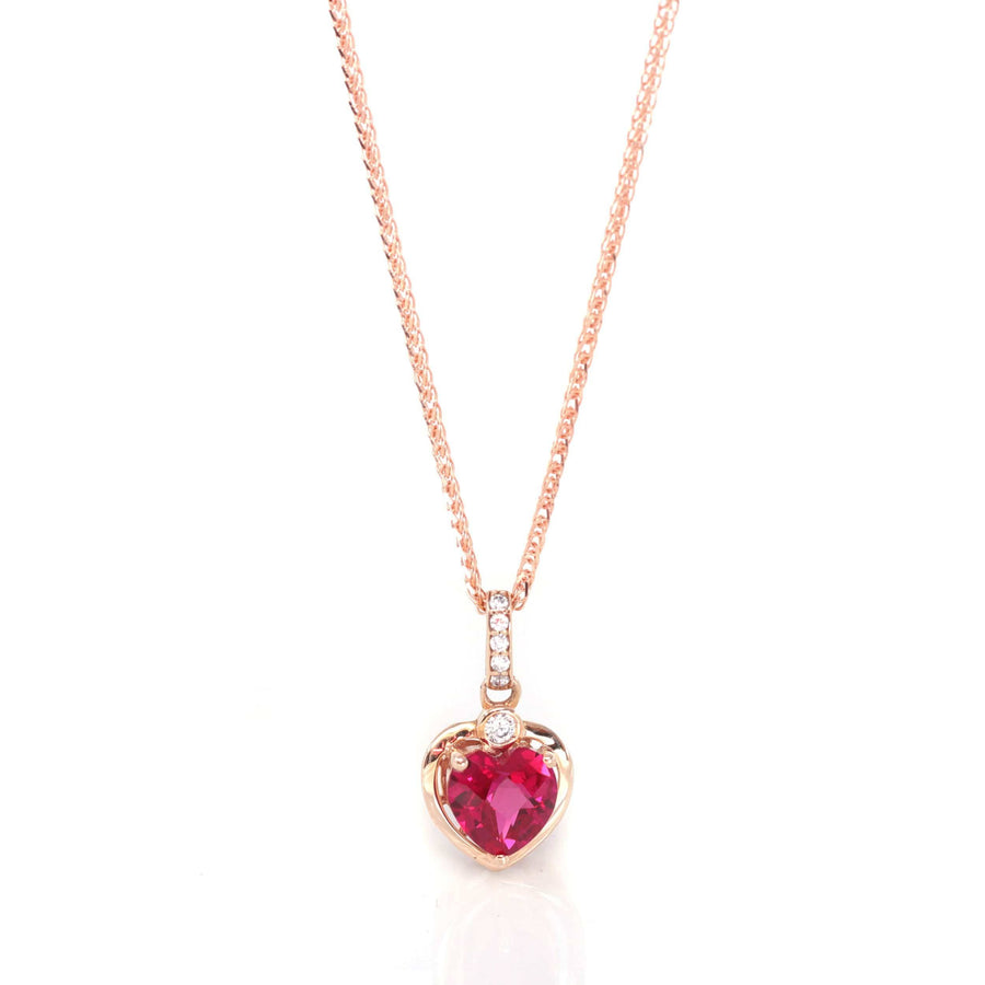 Baikalla Jewelry Gold Sapphire Necklace 18K Ruby Necklace 18k Rose Gold  Lab. Created Sapphire, Ruby & CZ Pendant Necklace
