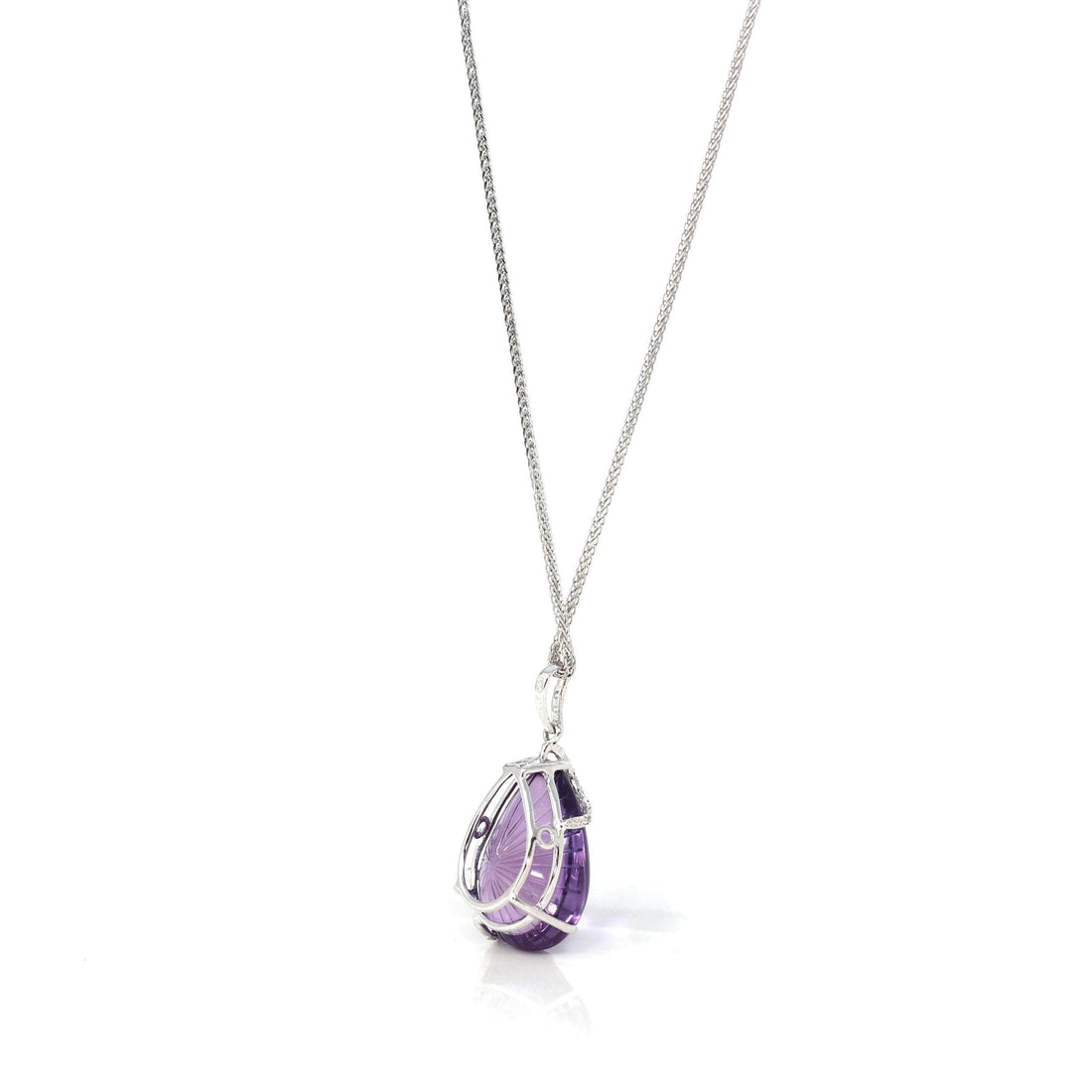 Shop Now Our 14k White Gold Amethyst Gemstone Cluster Pendant At Cheap Price