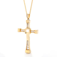 Baikalla Jewelry 18K Yellow Gold Cross Pendant 18K Yellow Gold Cross Pendant Necklace With CZ