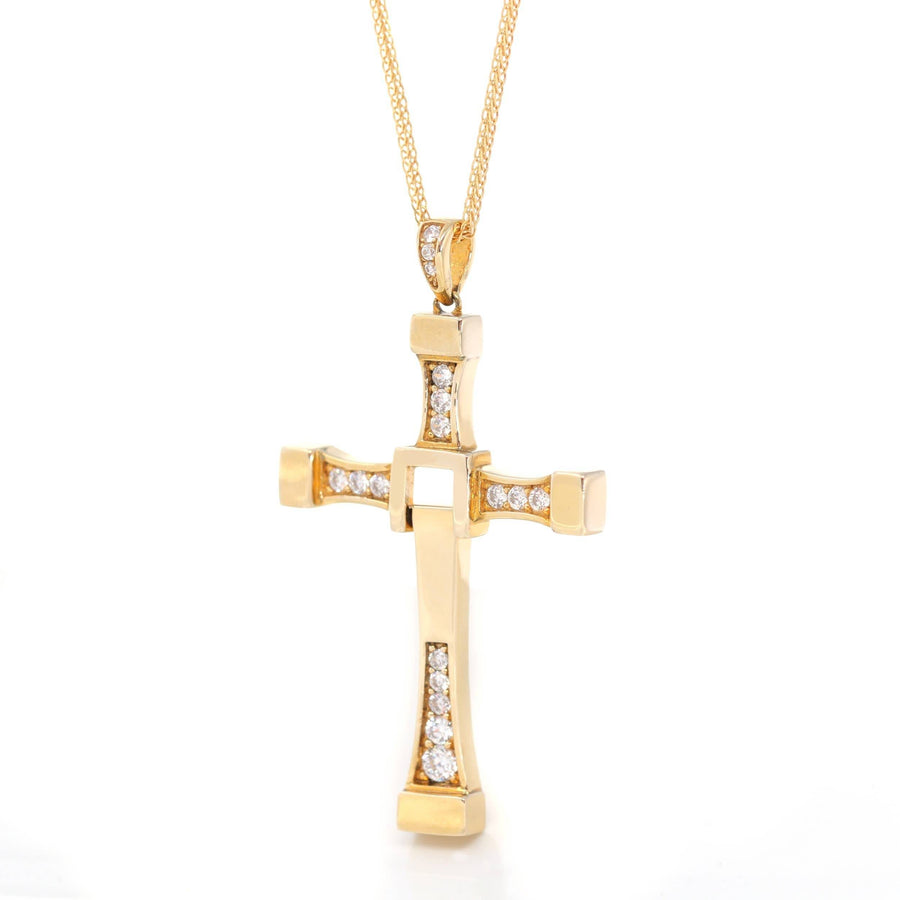 Baikalla Jewelry 18K Yellow Gold Cross Pendant 18K Yellow Gold Cross Pendant Necklace With CZ
