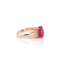 Baikalla Jewelry Gold Sapphire Ring 18k Rose Gold Lab-Created Ruby Ring With CZ