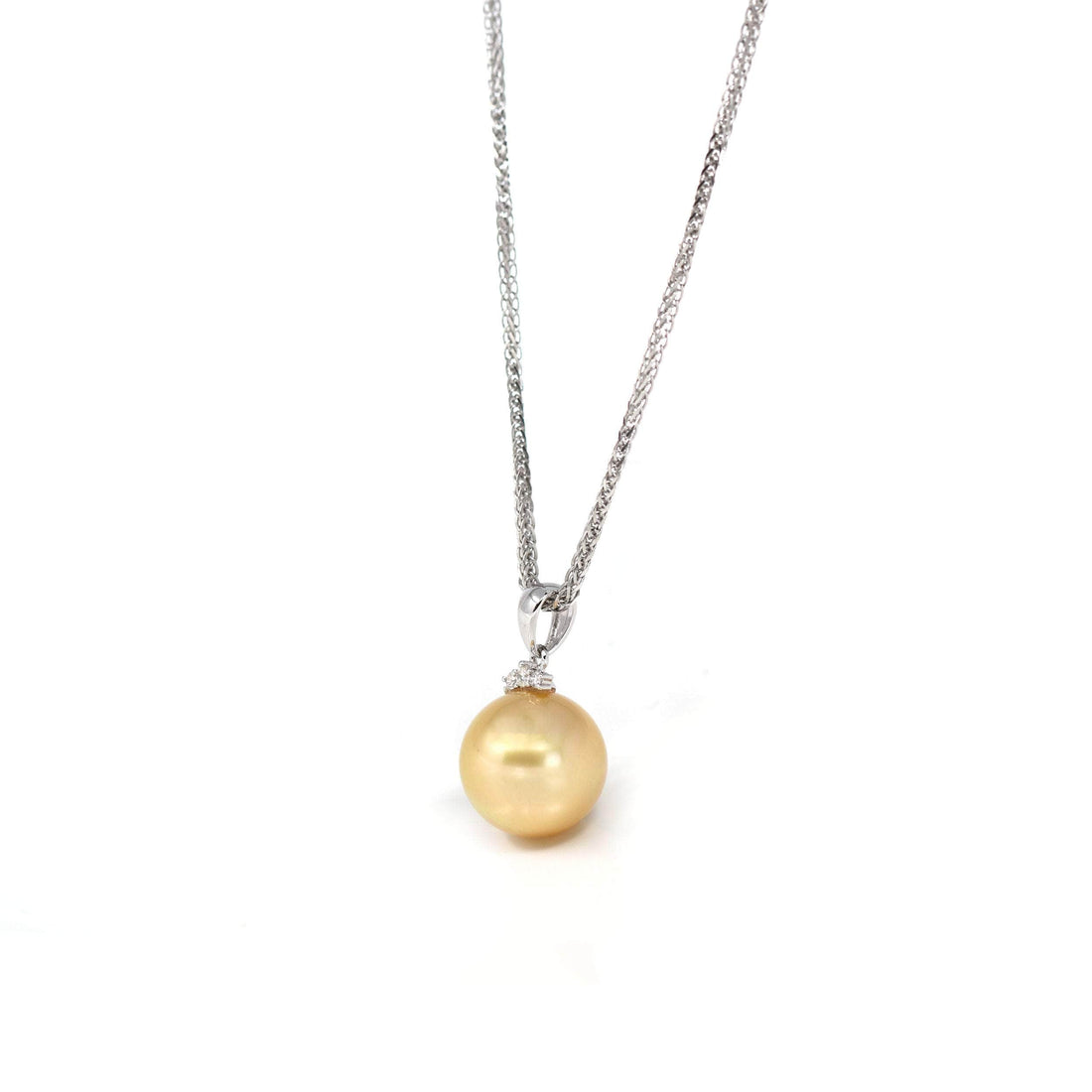 Baikalla Jewelry Gemstone Pendant Necklace 18k White Gold Golden Pearl Necklace With Diamond