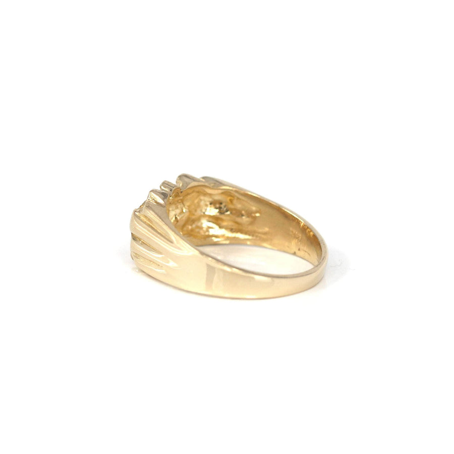 Baikalla Jewelry Gold Diamond Men's Ring 14k Solid Yellow Gold Nugget Men's Band Ring