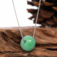 Baikalla Jewelry Jade Pendant Necklace Baikalla™ "Good Luck Button" Necklace Real Deep Green Jade Lucky TongTong Pendant Necklace