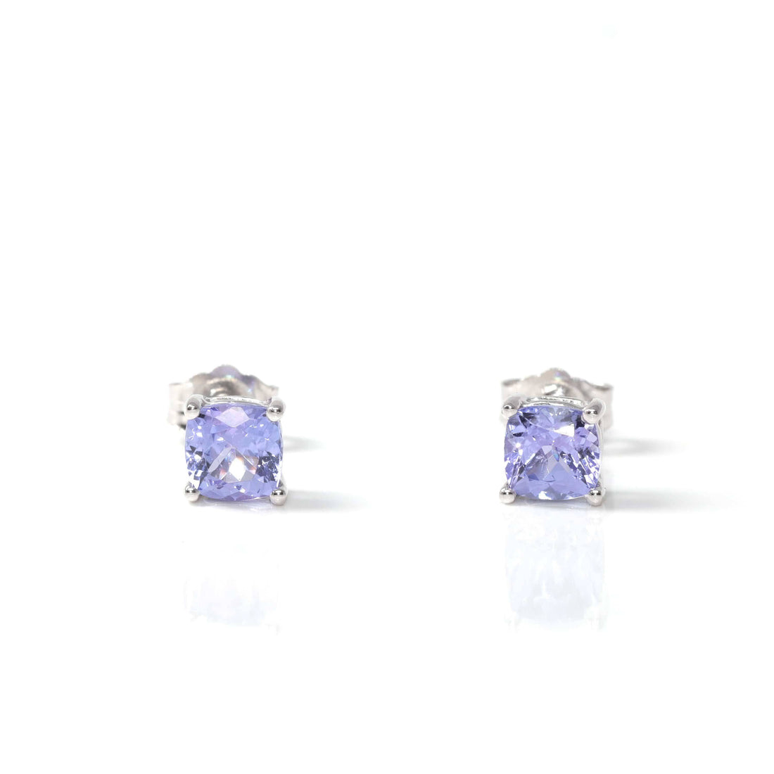Baikalla Jewelry Gold Gemstone Earrings Purple Tanzanite Baikalla™ 14k White Gold Natural Tanzanite 4 Prong Set Earrings