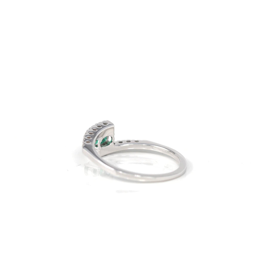 Baikalla Jewelry Gold Emerald Ring 18k White Gold Natural Emerald Ring With Diamond