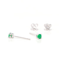 Baikalla Jewelry Gemstone Pendant Necklace Baikalla™ 14k White Gold Emerald Round 4 Prong Stud Earrings