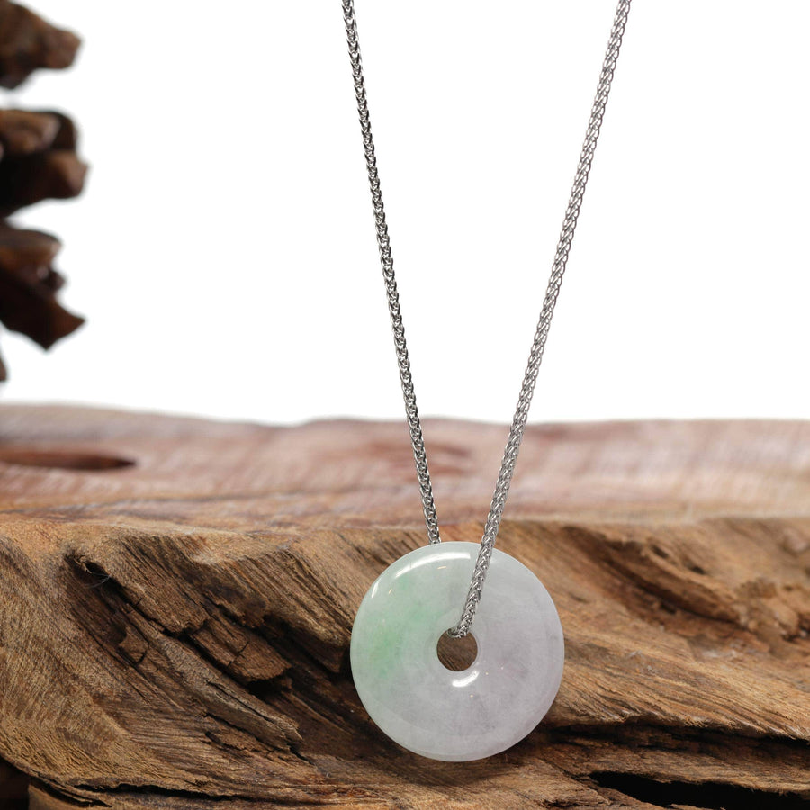 Baikalla Jewelry Jade Pendant Necklace Baikalla "Good Luck Button" Necklace Green and Lavender Jadeite Jade Lucky Ping An Kou Necklace