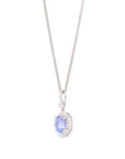 Baikalla Jewelry gemstone jewelry 14k White Gold Oval Tanzanite Necklace With Diamonds