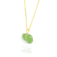 Baikalla Jewelry Gold Jadeite Necklace Baikalla™ "Lucky Gourd" HuLu18k Yellow Gold Green Nephrite Jade Pendant Necklace