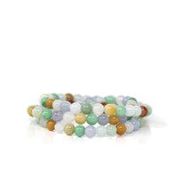 Baikalla Jewelry jade beads bracelet Genuine Jadeite Jade Round Multiple Colors Beads Bracelet ( 7 mm)