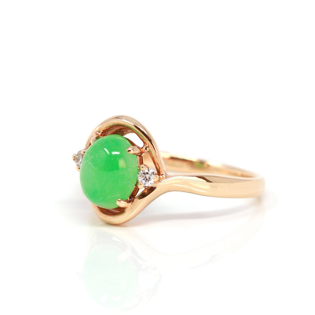 Baikalla Jewelry Jadeite Engagement Ring Baikalla™ "Irina" 18k Rose Gold Natural Imperial Jadeite Engagment Ring