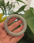 "Classic Half Round" Blue Green Jade Jadeite Bangle Bracelet (55.23 mm) 