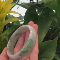 Baikalla Genuine Burmese Green Jadeite Jade Oval Bangle (59.70 mm) #281