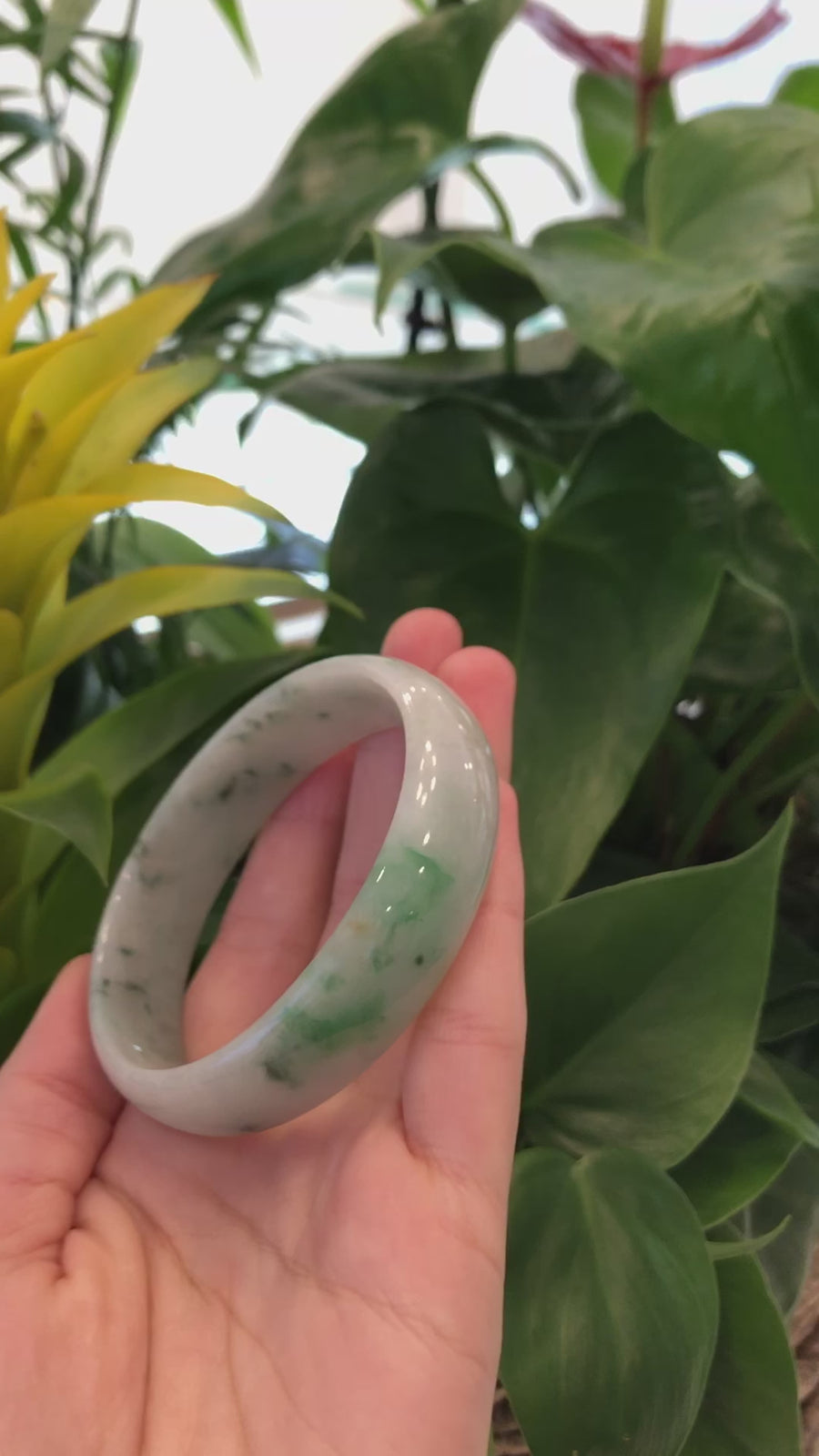 Baikalla Genuine Burmese Green Jadeite Jade Oval Bangle (59.70 mm) #281