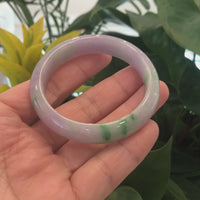 Genuine Burmese Lavender & Green Jadeite Jade Bangle Bracelet ( 53.38 mm ) #240