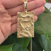 14k Yellow Gold Dragon Pendant Necklace