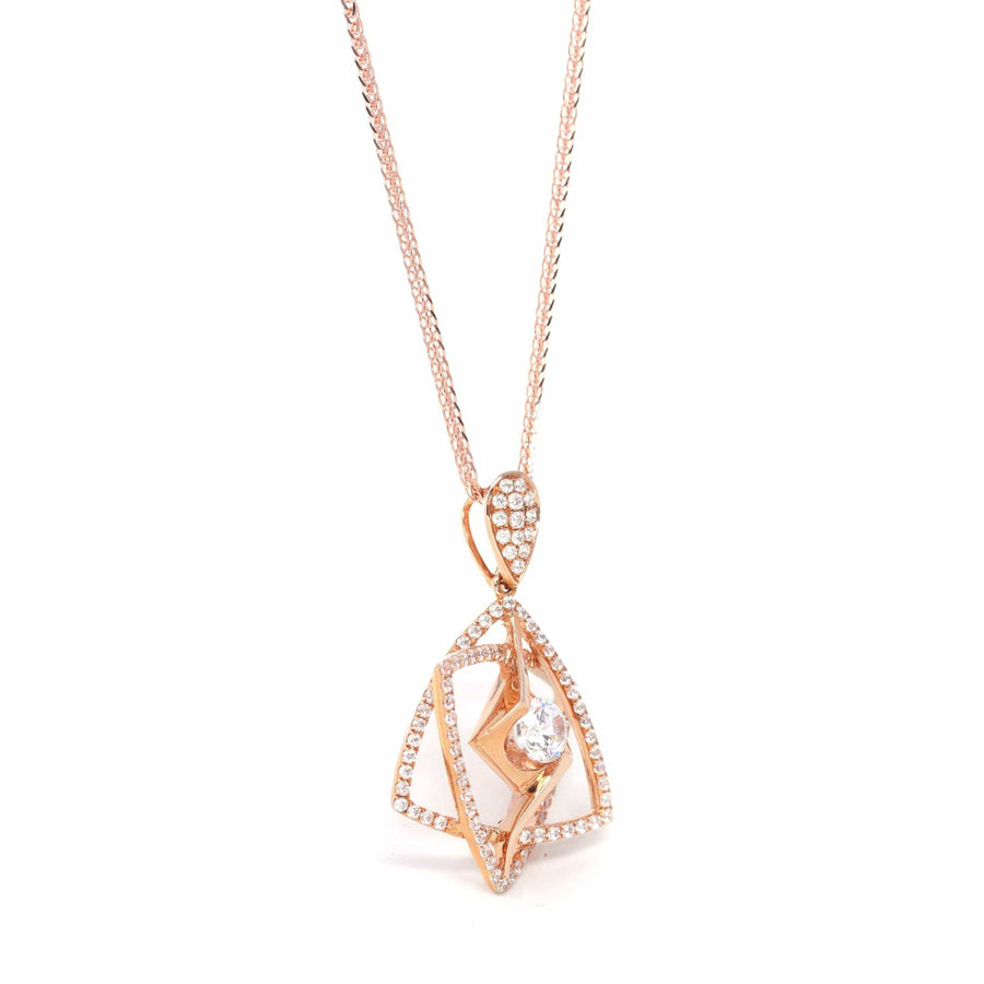 Baikalla Jewelry gemstone jewelry 18k Rose Gold Star Necklace with CZ