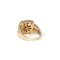 Baikalla Jewelry gold garnet ring 14k Yellow Gold Natural Dark Orange Red Garnet Antique Men's Ring with Diamonds