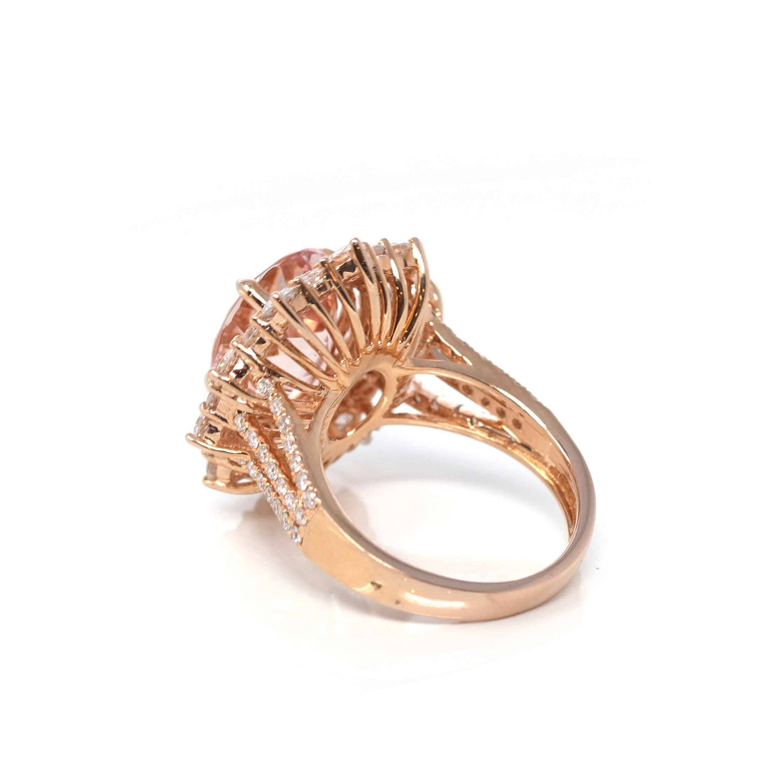 Baikalla Jewelry 14K Gold Morganite Ring 14k Rose Gold Natural 4.65ct 2.1CTW Morganite Ring with Diamonds