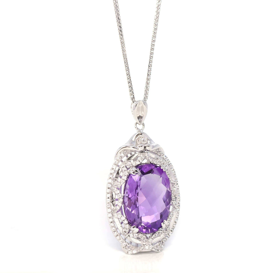 Baikalla Jewelry Silver Topaz Necklace Sterling Silver Natural A Amethyst Luxury Pendant Necklace With CZ
