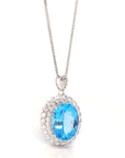 Baikalla Jewelry Silver Topaz Necklace Copy of Sterling Silver Natural Topaz Large Pendant Necklace With CZ