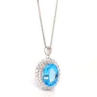 Baikalla Jewelry Silver Topaz Necklace Copy of Sterling Silver Natural Topaz Large Pendant Necklace With CZ