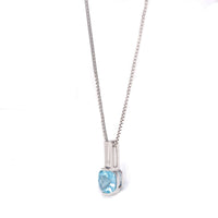 Baikalla Jewelry Gemstone Pendant Necklace Swiss Blue Topaz Baikalla™ 14k White Gold Natural Topaz Prong Set Necklace