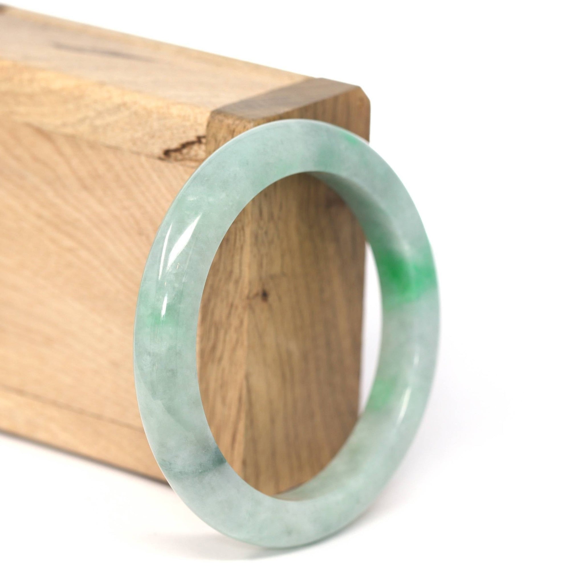 Baikalla Jewelry Jadeite Jade Bangle Bracelet Genuine Burmese Forest Green Jadeite Jade Bangle Bracelet (53.83 mm) #221