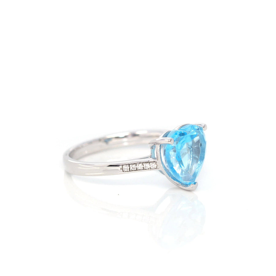 Baikalla Jewelry Gemstone Ring Baikalla™ Sterling Silver Sky Blue Topaz Love Heart Ring