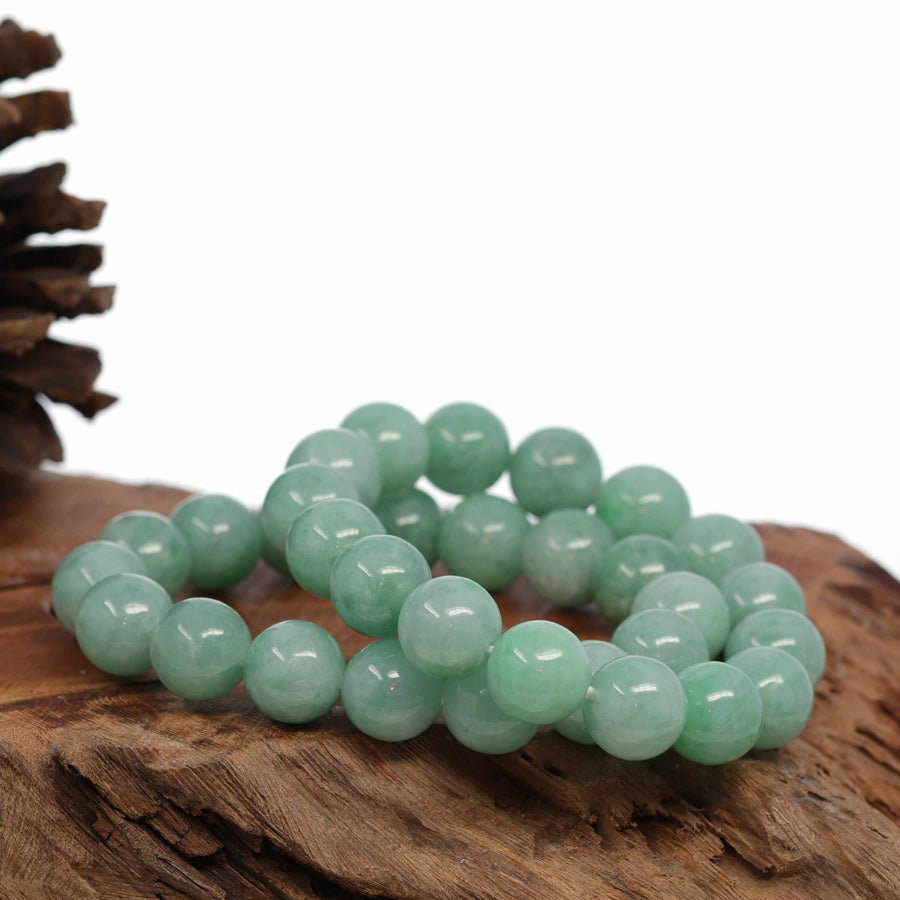 Baikalla Jewelry jade beads bracelet 6 inches Jadeite Jade 13mm Round Green Beads Bracelet ( 13 mm )