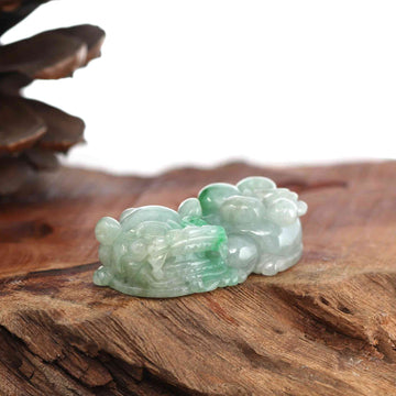 Baikalla Jewelry genuine jadeite carving Genuine Burmese Green Jadeite Jade PiXiu Pendant Necklace
