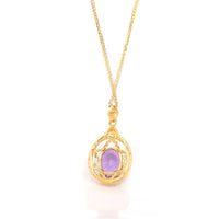 Baikalla Jewelry Gemstone Pendant Necklace 24K Yellow Gold Genuine AA Royal Amethyst Pendant Necklace With CZ