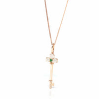 Baikalla Jewelry 18k Gold Jadeite Necklace Baikalla™ "Jadeite Good Luck Key" 18k Rose Gold Genuine Burmese Jadeite Necklace With Diamonds