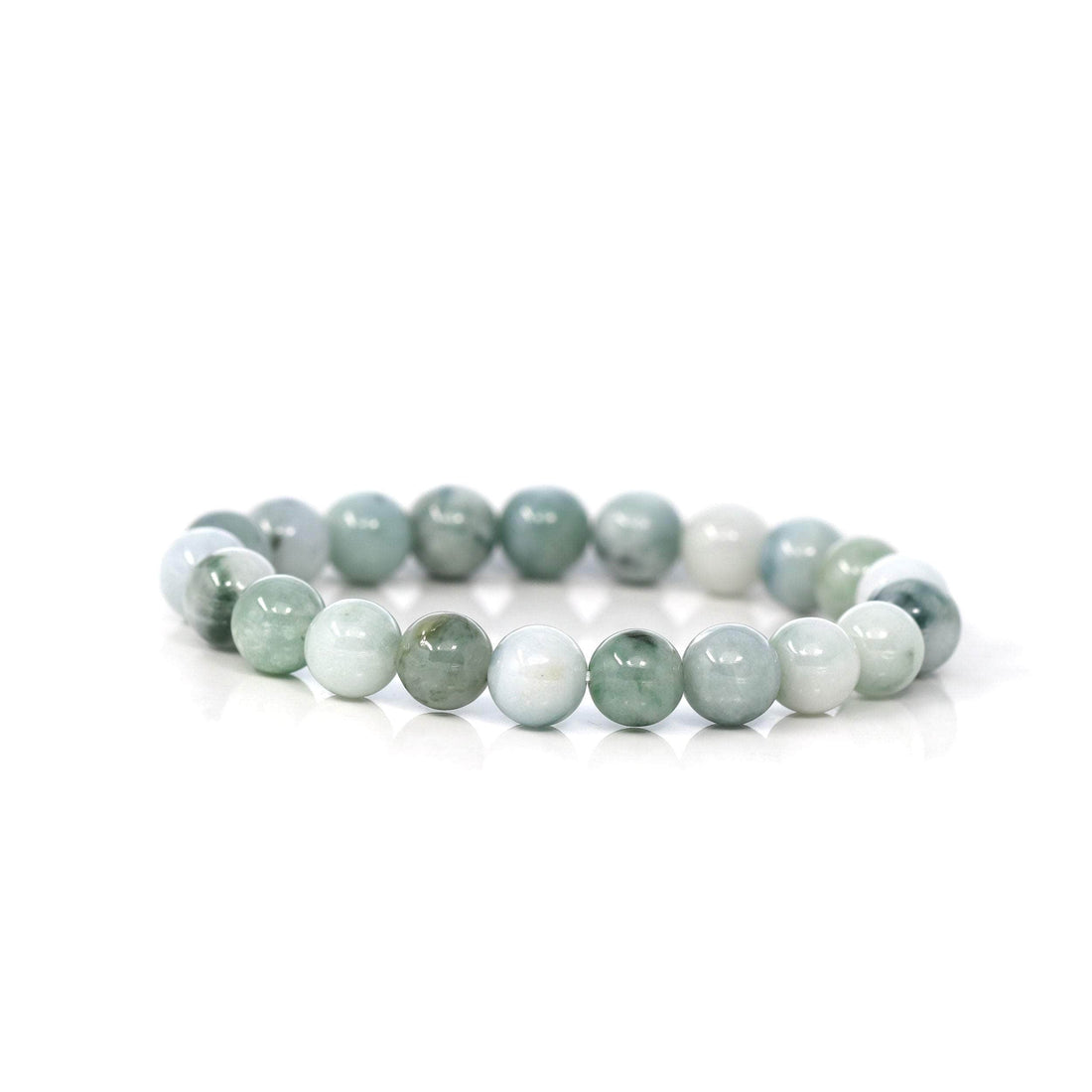 Baikalla Jewelry jade beads bracelet Jadeite Jade 10mm Round Blue Green Beads Bracelet (10mm)