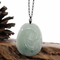 Baikalla Jewelry Jade Guanyin Pendant Necklace Genuine Ice Blue Jadeite Jade RuYi Pendant Necklace With Real Jadeite jade Beads Necklace