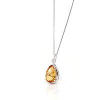 Baikalla Jewelry Gemstone Pendant Necklace 14k White Gold AAA Citrine Tear Drop Necklace with Diamonds