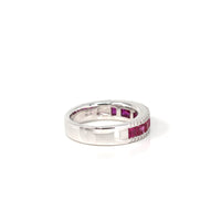 Baikalla Jewelry Gold Sapphire Ring 18k White Gold Natural Ruby Channel Set Band Ring with Diamonds
