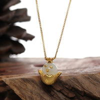 Baikalla Jewelry Gold Jade Necklace Pendant Only 24k Yellow Gold Genuine Nephrite White Jade Chicken Pendant Necklace