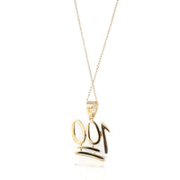 Baikalla Jewelry 24K Pure Yellow Gold Pendant 14K Yellow Gold "100" Pendant Necklace With VS1 Diamonds